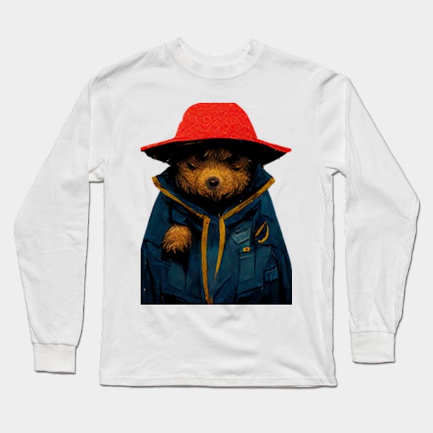 Gorgeous Paddington Bear in Blue Coat Long Sleeve T-Shirt by AmaniZelaya